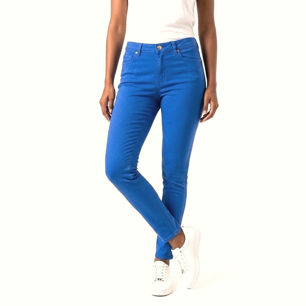 Michael Kors Womens Blue Skinny Pants Size 10 Mid Rise Stretch 25868MK